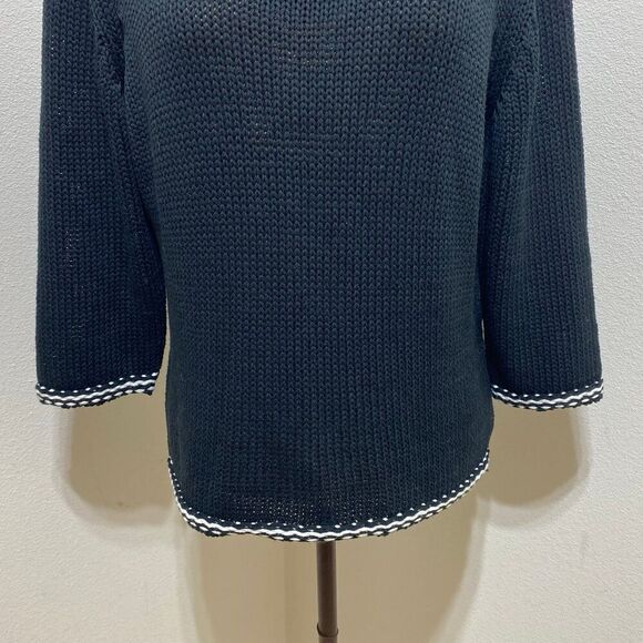 Olsen Europe Cowl Neck Black/White Sweater Size 10 - Picture 3 of 8